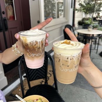 Sorelle Mercato - Strawberry and Cream Coffee and Lemon Cold Foam Latte - New American Near Me - Charleston, South Carolina