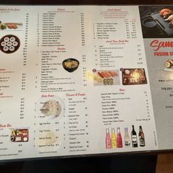 Samurai Fusion Sushi - Menu as of 2026