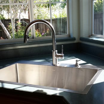 Linck's Plumbing - After photo...gorgeous large and deep one bowl sink with Delta faucet and soap dispenser. - Plumbing Near Me - Rocklin, California