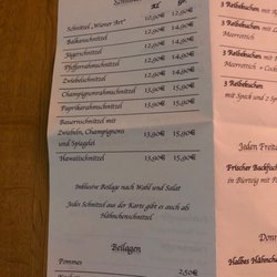 Gaststätte Zur Eiche - Speisekarte - Schnitzel