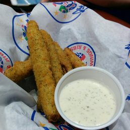 Pickle spears with dill sauce. Not bad! Pickle spears with dill sauce. Not bad!