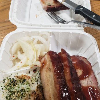 Beastside Kitchen - Bbq pork belly with pickled onion, not bad it has flavor but no smoke flavor. I'd definitely buy the pickled onions tho. - Seafood Near Me - Honolulu, Hawaii