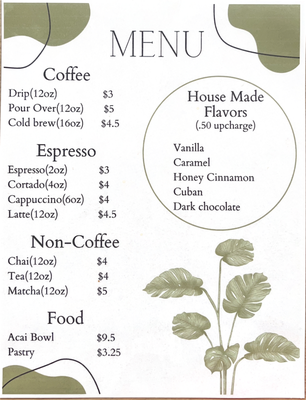 Menu photo 1 Fusion Coffee Fairfield, IL