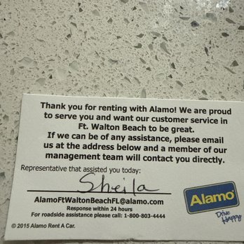 Alamo Rent A Car - Sheila's card - Car Rental Near Me - Eglin Afb, Florida Alamo Rent A Car - Sheila's card - Car Rental Near Me - Eglin Afb, Florida