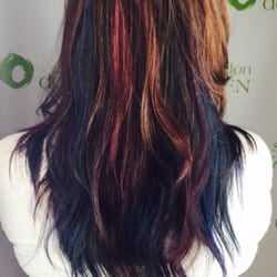 This is a natural brown melting into multiple shaded to create and oil slick look