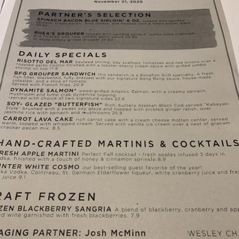 Bonefish Grill - Special Menu of the day - Seafood Near Me - Lutz, Florida Bonefish Grill - Special Menu of the day - Seafood Near Me - Lutz, Florida