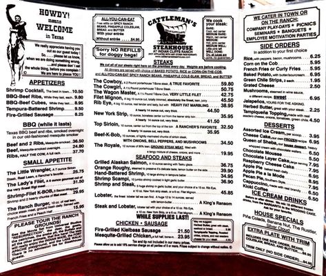 Menu photo 8 Cattleman's Steakhouse at Indian Cliffs Ranch Fabens, TX