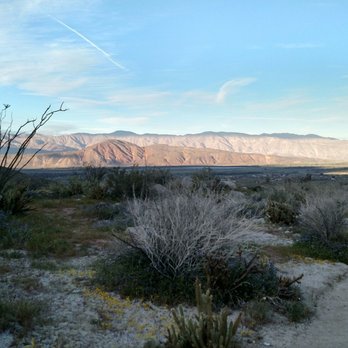 Hellhole Canyon Trail - Late afternoon sunlight shining on the valley of Borrego Springs - Hiking Near Me