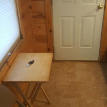 Bears Den Motel - Dining table, oops there was no chair - Breakfast & Brunch Near Me - Dover Foxcroft, Maine