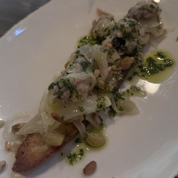 Campana - House special appy of the day: Sarde en Saor on toasted bread. - Italian Near Me - Portland, Oregon Campana - House special appy of the day: Sarde en Saor on toasted bread. - Italian Near Me - Portland, Oregon