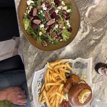 35 Beach - beet salad and fried haddock sandwich - American Near Me - Manchester-by-the-Sea, Massachusetts