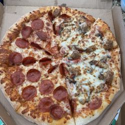Marco's Pizza - Half Pepperoni and half pepperoni sausage with extra cheese