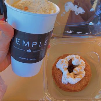 Temple Coffee - Ginger snap oat latte + coffee cake donut - Coffee & Tea Near Me - Sacramento, California