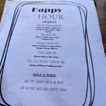 The Grove - Happy hour menu - Cocktail Bars Near Me - Penngrove, California