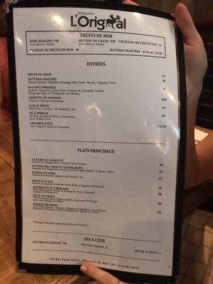 Menu photo 4 L'Orignal Montreal, QC Menu photo 4 L'Orignal Montreal, QC