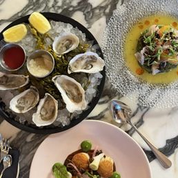 Oysters on The Half Shell , Seared Scallops