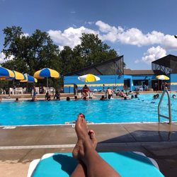Grove Park Pool - View of pool and pool house.