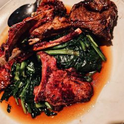 House Of Foong Lin - Lamb chops over Sauteed Spinach with Garlic
