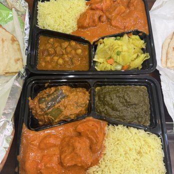 Lasoon - Top plate: Butter chicken with cabbage and chick peas Bottom plate: Butter chicken with spicy eggplant and palak paneer Side: Butter Naan - Himalayan/Nepalese Near Me - Aiea, Hawaii Lasoon - Top plate: Butter chicken with cabbage and chick peas Bottom plate: Butter chicken with spicy eggplant and palak paneer Side: Butter Naan - Himalayan/Nepalese Near Me - Aiea, Hawaii