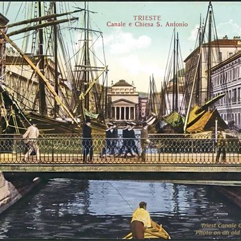 Canale Grande - Until 1918, Trieste was one of the most important ports in all of Europe. Photo of Canal Grande & Ponte Rosso in Triest on an old postcard - Landmarks & Historical Buildings Near Me - Trieste, TS