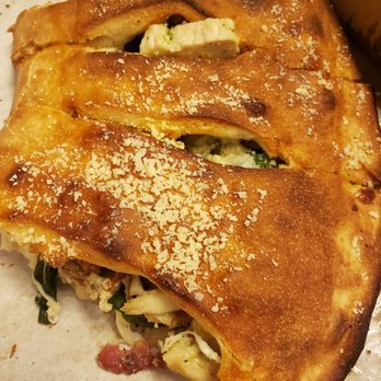 Anton's Pizza and Deli - Bacon, chicken, spinach and mushroom with white sauce calzone. Sooooo good!!! - Pizza Near Me - San Francisco, California Anton's Pizza and Deli - Bacon, chicken, spinach and mushroom with white sauce calzone. Sooooo good!!! - Pizza Near Me - San Francisco, California