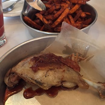 Work & Class - Duck leg with sweet potato fries! - New American Near Me - Denver, Colorado Work & Class - Duck leg with sweet potato fries! - New American Near Me - Denver, Colorado