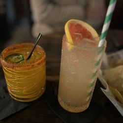 Spicy mango margarita and a Paloma