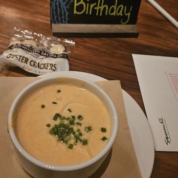 Seasons 52 - You know what time it is! Starting off my birthday with a cup of the Lobster Bisque soup - New American Near Me - Sunrise, Florida Seasons 52 - You know what time it is! Starting off my birthday with a cup of the Lobster Bisque soup - New American Near Me - Sunrise, Florida