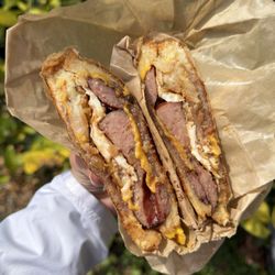Angel's Restaurant - Jelly Breakfast Sandwich with chicken sausage