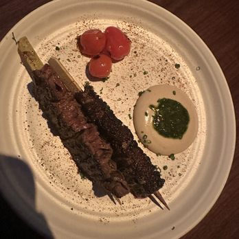 Matu - Picanha Skewers, tahini sauce and zhoug* - Steakhouses Near Me - Beverly Hills, California Matu - Picanha Skewers, tahini sauce and zhoug* - Steakhouses Near Me - Beverly Hills, California
