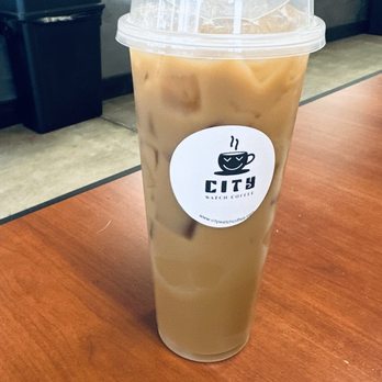 City Watch Coffee - Cute little cups little little hard top of it stops the drink from spilling out this was a white chocolate mocha iced coffee - Coffee & Tea Near Me - Lebanon, Pennsylvania