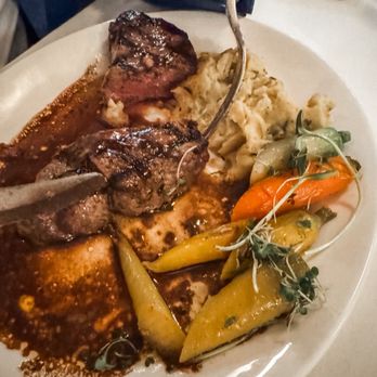 Leo's - New York Strip with potatoes and carrots - Seafood Near Me - Grand Rapids, Michigan