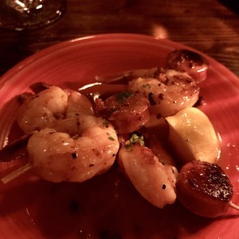 Santiago's Bodega - Shrimp and sausage. So flavorful and cooked perfectly. Sausage melted in our mouths - Tapas Bars Near Me - Orlando, Florida