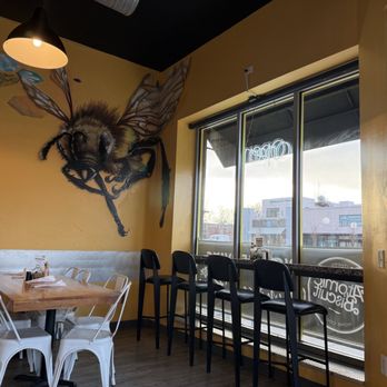 Atomic Biscuit - Front window, bee mural - Breakfast & Brunch Near Me - Salt Lake City, Utah Atomic Biscuit - Front window, bee mural - Breakfast & Brunch Near Me - Salt Lake City, Utah