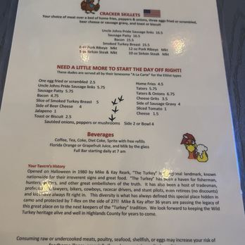 Wild Turkey Tavern - Menu - Bars Near Me - Avon Park, Florida
