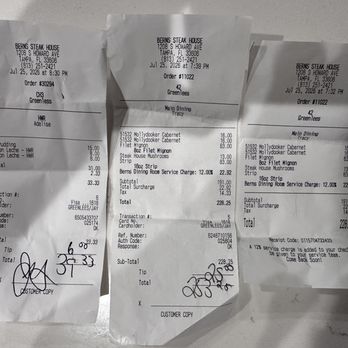 Bern's Steak House - Receipts - Steakhouses Near Me - Tampa, Florida Bern's Steak House - Receipts - Steakhouses Near Me - Tampa, Florida