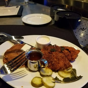 Yard House - Hot chicken with sweet potato pancakes and, yes, a little on the small size. We didn't eat any yet. But it was tasty. - Bars Near Me - Moorestown, New Jersey Yard House - Hot chicken with sweet potato pancakes and, yes, a little on the small size. We didn't eat any yet. But it was tasty. - Bars Near Me - Moorestown, New Jersey