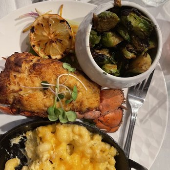 Papi Cuisine - Crab stuffed salmon, Roasted Brussels, four cheese Mac and cheese - Cocktail Bars Near Me - Baltimore, Maryland
