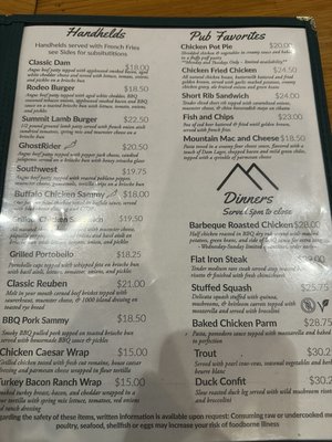 Menu photo 1 Dillon Dam Brewery Dillon, CO Menu photo 1 Dillon Dam Brewery Dillon, CO