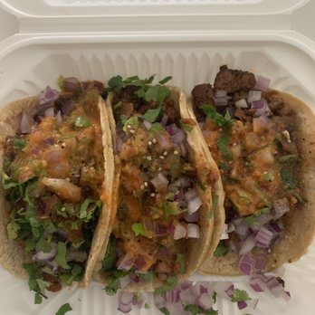 Cinco TacoBar - Three Al Pastor Tacos with cilantro, onion, and spicy salsa - Mexican Near Me - Livermore, California