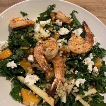 Oak + Almond - Kale Salad with shrimp - New American Near Me - Norwalk, Connecticut Oak + Almond - Kale Salad with shrimp - New American Near Me - Norwalk, Connecticut