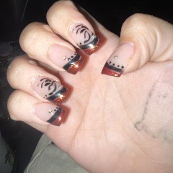 Edgy Nails & Spa - Random gems I didn't ask for, tiger stripe designs instead of requested design. - Nail Salons Near Me - Riverside, California Edgy Nails & Spa - Random gems I didn't ask for, tiger stripe designs instead of requested design. - Nail Salons Near Me - Riverside, California