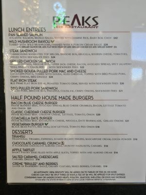 Menu photo 7 Peaks Restaurant Palm Springs, CA