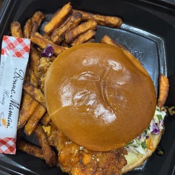 Eureka! - Spicy Fried Chicken Sandwich  & Sweet Potato Fries - American Near Me - Hawthorne, California