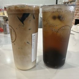 Grass jelly coffee (left), Herbal Bliss (right) Grass jelly coffee (left), Herbal Bliss (right)