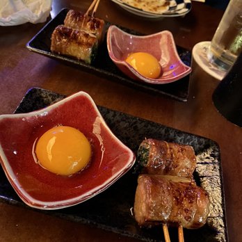 Yakitori Hachibei - Sukiyaki roll dipped in raw egg yolk - Japanese Near Me - Honolulu, Hawaii Yakitori Hachibei - Sukiyaki roll dipped in raw egg yolk - Japanese Near Me - Honolulu, Hawaii