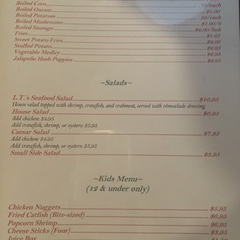 LT's Seafood & Steakhouse - Menu - Seafood Near Me - Broussard, Louisiana