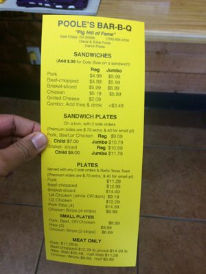 Menu photo 4 Poole's Bar-B-Q East Ellijay, GA