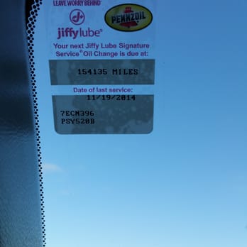 Jiffy Lube - Thanks jiffy. Great sticker reminder. Thumbs up - Auto Repair Near Me - Long Beach, California Jiffy Lube - Thanks jiffy. Great sticker reminder. Thumbs up - Auto Repair Near Me - Long Beach, California