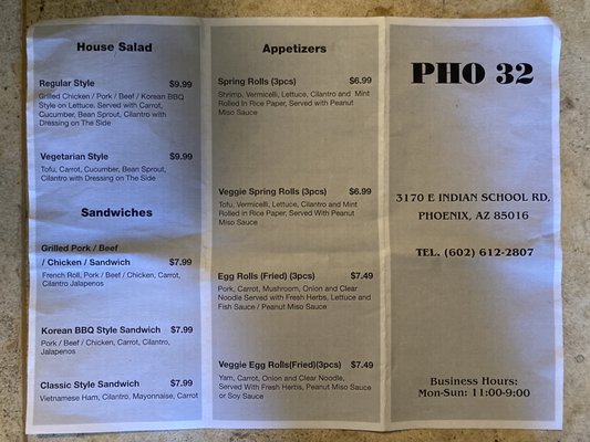 Menu photo 3 Phở 32 Phoenix, AZ